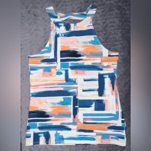 Anthropologie Deletta Multicolor Abstract Tank Top Sz S vintage vibes 70’s 80’s